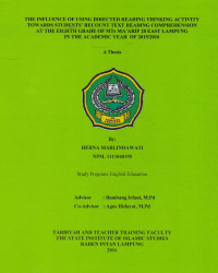 The influence of using directed reading thinking activity towards students' recount text reading comprehension at the eighth grade of MTs Ma'Arif 20 east Lampung in the academic year 2015/2016