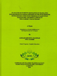 An analysis of students equavalence in traslating english idiom into Bahasa Indonesia of the fifth semester of english education study program at Raden Intan state Islamic University Lampung in the academic year 2016/2017