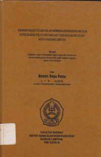 Peranan majelis ta'lim dalam membina kepribadian muslim di kelurahan pelita kecmatan tanjung karang pusat kodya bandar lampung