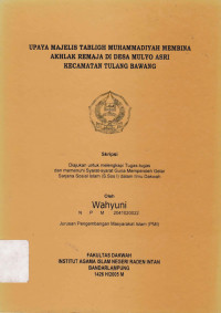 Upaya majelis tabligh muhammadiyah membina akhlak remaja di desa mulyo asri kecamatan tilang bawang