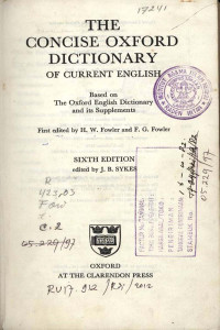 The Concise oxford dictionary of current English